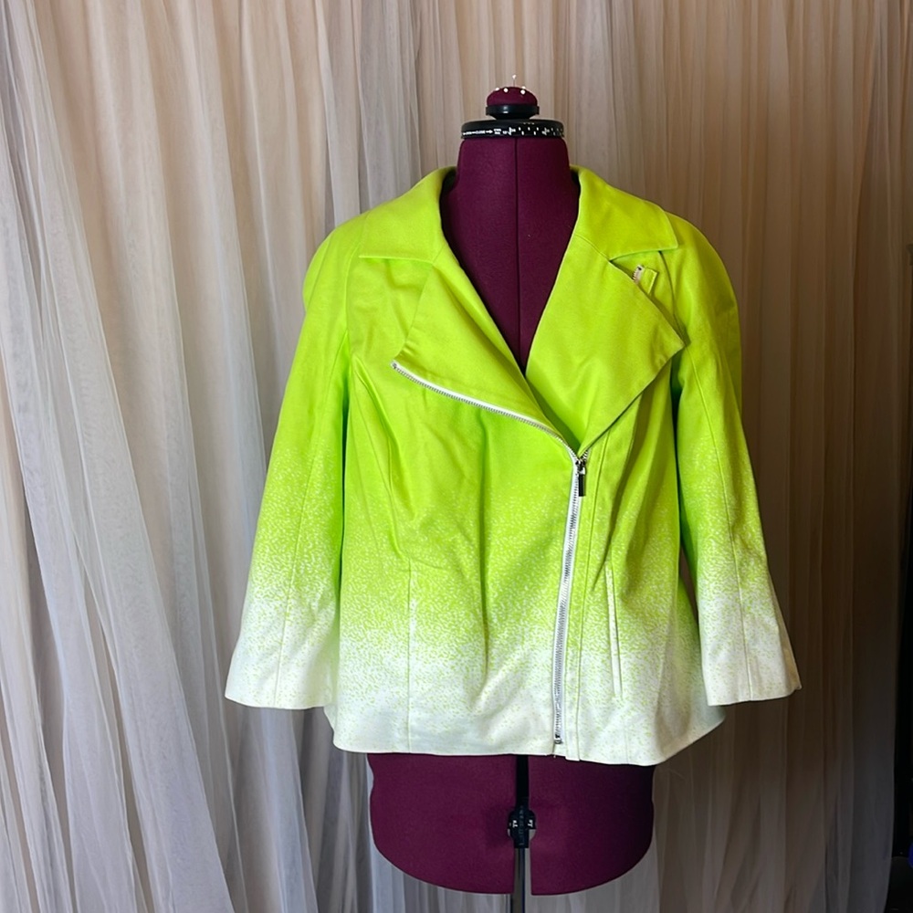 Lane Bryant Lime Green & White Blazer Size 14